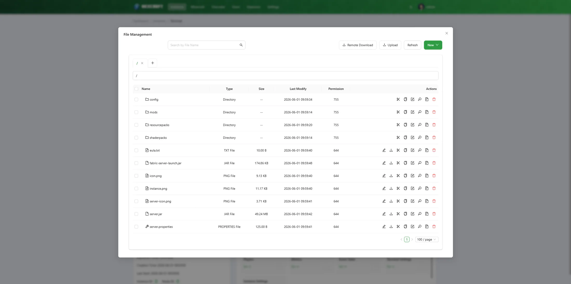File Management — browse, edit, upload and extract server files