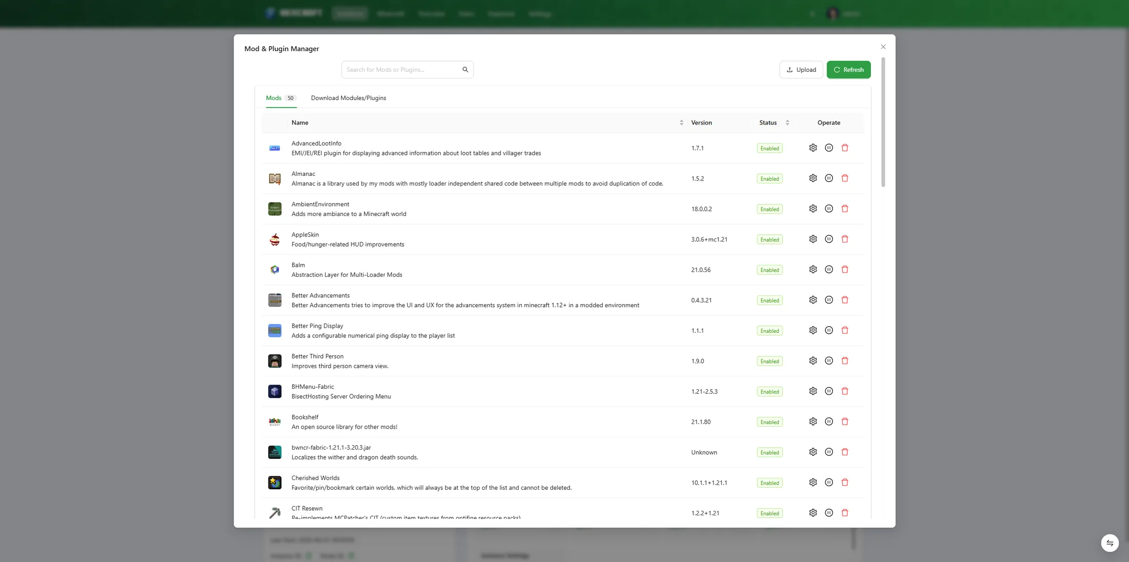 Mod & Plugin Manager — local list plus the Download tab